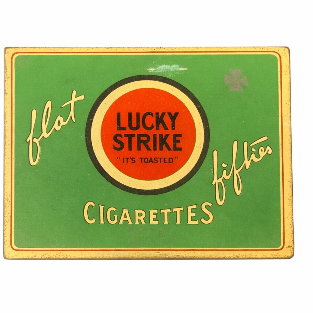 Vintage Lucky Strike Green Cigarettes Storage Tin Box
